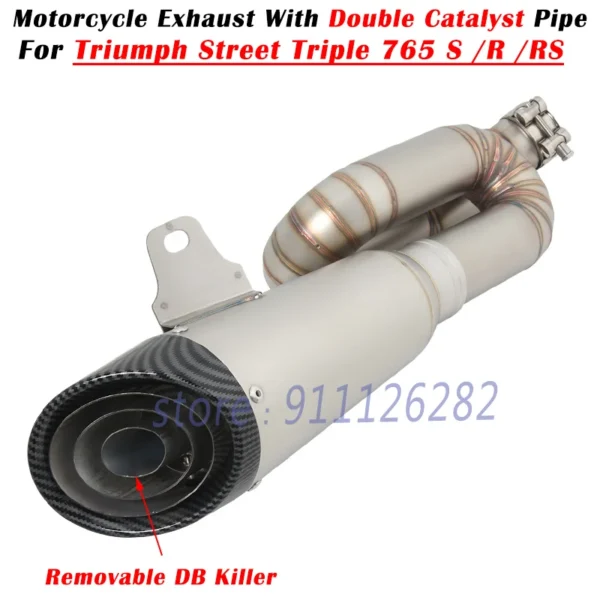Triumph Street Triple 765 S R RS 2017 - 2022 Project Carbon Fibre Double Catalyst Pipe - Image 8