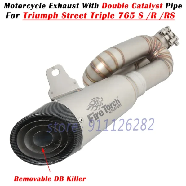 Triumph Street Triple 765 S R RS 2017 - 2022 Project Carbon Fibre Double Catalyst Pipe - Image 12