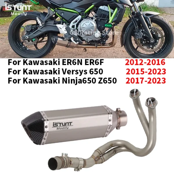 Kawasaki ER6N ER6F Versys 650 Z650 Ninja650 Motorcycle Full Exhaust System