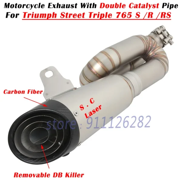 Triumph Street Triple 765 S R RS 2017 - 2022 Project Carbon Fibre Double Catalyst Pipe - Image 10
