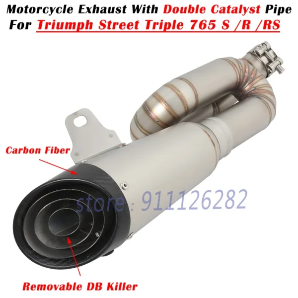 Triumph Street Triple 765 S R RS 2017 - 2022 Project Carbon Fibre Double Catalyst Pipe - Image 7