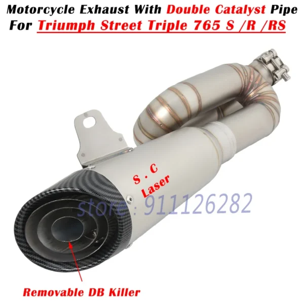 Triumph Street Triple 765 S R RS 2017 - 2022 Project Carbon Fibre Double Catalyst Pipe - Image 9